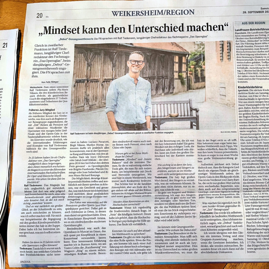 Interview Ralf Tiedemann, Fränkische Nachrichten 28.9.2024